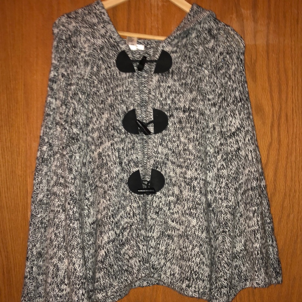 Black and white tweed cape